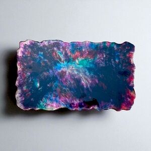 13.5” Long Epoxy Resin Art Tray. Tie Dye Rolling or Serving Tray. Vanity Tray.